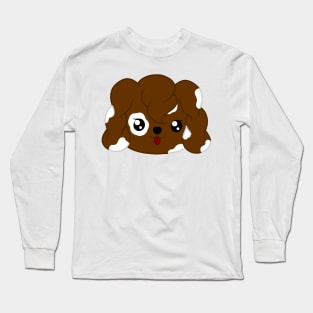 cute brwon and white dog face Long Sleeve T-Shirt